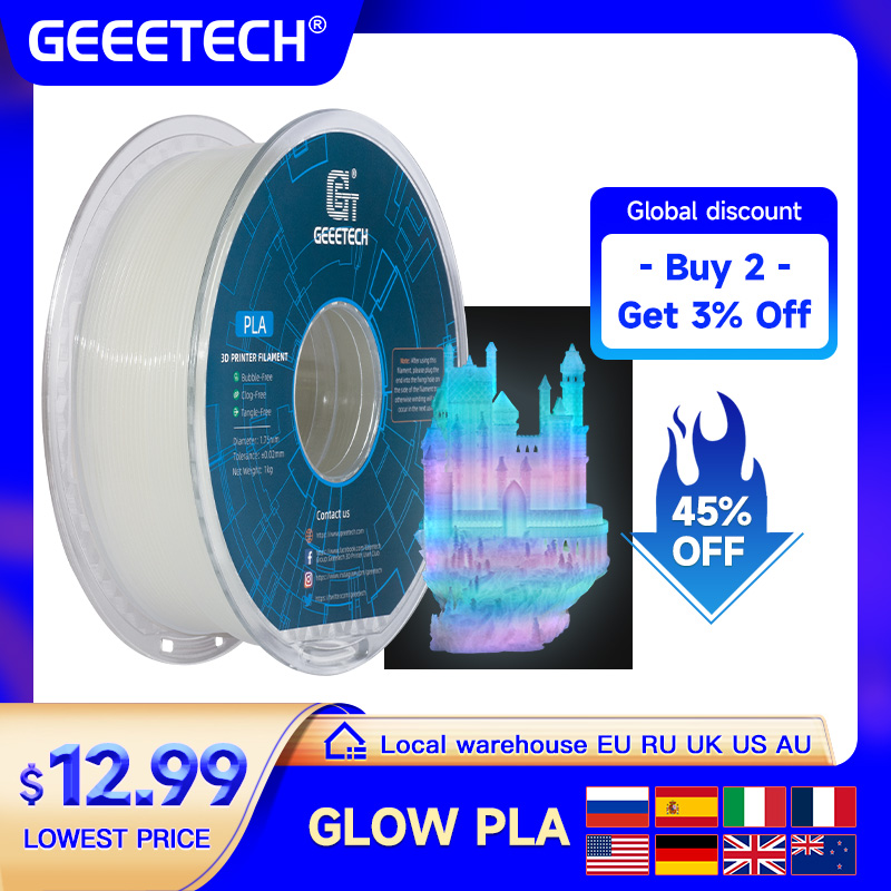 3D Printing Nylon - GEEETECH Glow PLA 1.75mm 1kg Glow